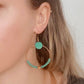 Elena, Boucles d'oreilles créoles dorées à l'or fin turquoise