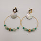 Emeline, Boucles d’oreilles dorées à l’or fin vertes, aventurine et nacre